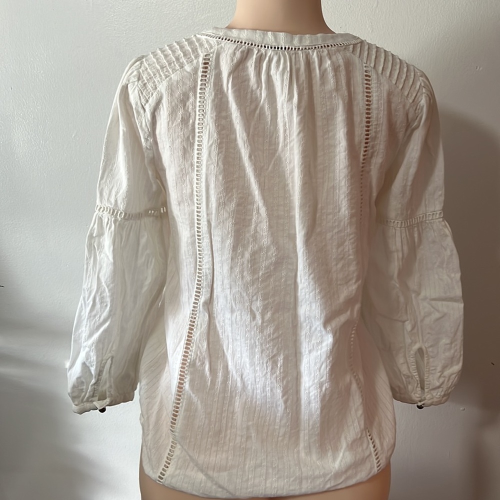 Anthropologie AKEMI + KIN White Boho Long Sleeve V-Neck Top - Picture 5 of 8